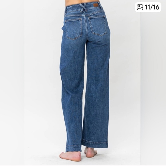 Judy Blue High Rise Wide Leg Jeans Double Button Medium Wash Sz 14W JB82558MD-PL - Picture 5 of 12
